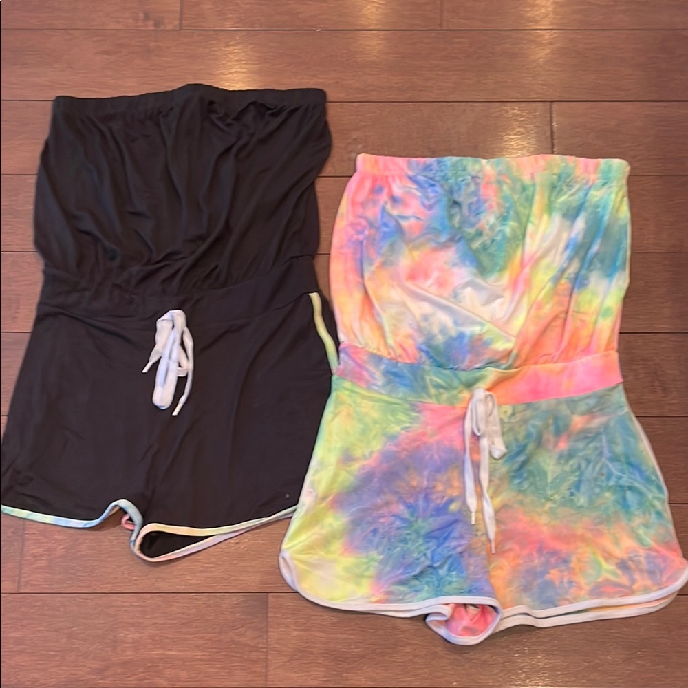 Black and Tie-Dye Romper Set